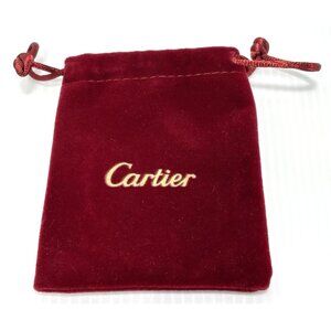 Cartier Red Velvet Jewelry Pouch Small Ring Earrings Necklace Storage Protective
